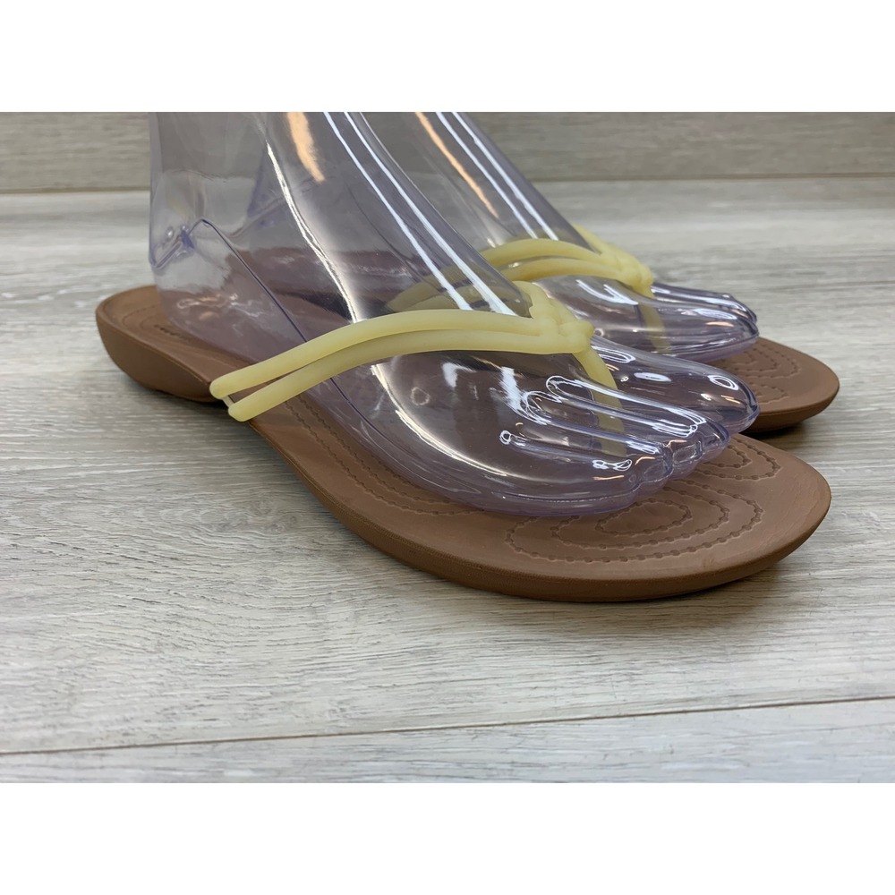 Crocs Isabella Thong Sandals Women's 6 Brown Strappy Flip Flops Comfort Shoes